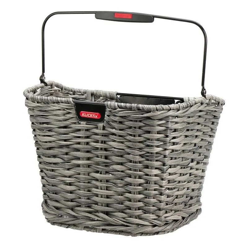 Koš KLICKfix Structura - na řídítka, rákos./šedá