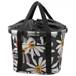 Košík KLICKfix Bikebasket - na řídítka, černá/bílé květiny