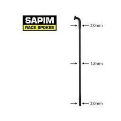 Paprsek Sapim Race 2,0-1,8-2,0 mm - délka 300 mm, hlavička J, černá