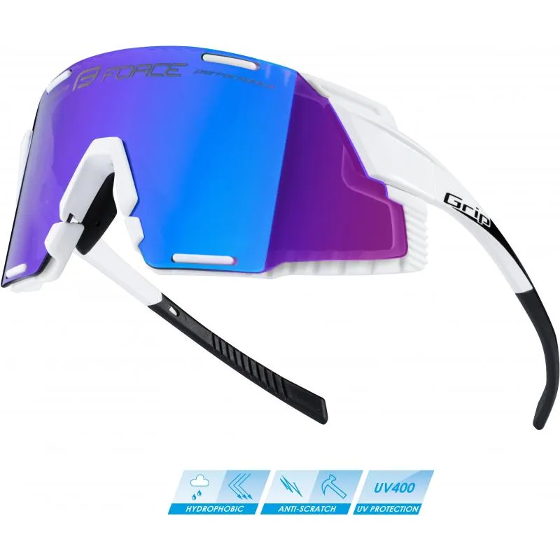 Brýle Force Grip - modré revo sklo, bílá