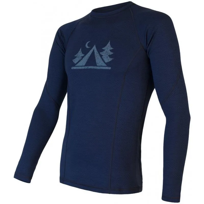 Triko Sensor Merino DF Camp - pánské, dlouhý, tmavě modrá