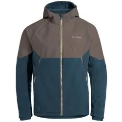 Bunda Vaude Qimsa Softshell - pánská, s kapucí, kokosová-mořská tmavě modrá