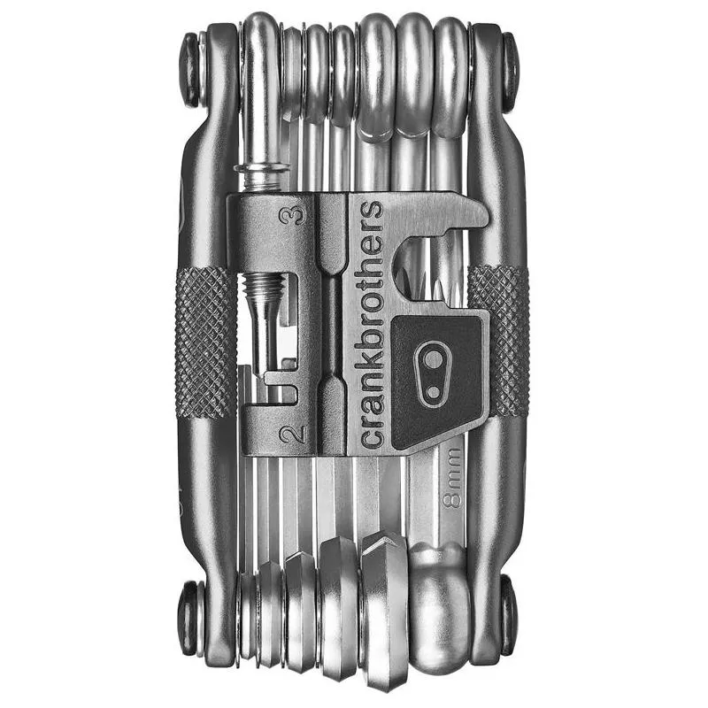 Multiklíč Crankbrothers M19 - cestovní nářadí na kolo, niklová šedá