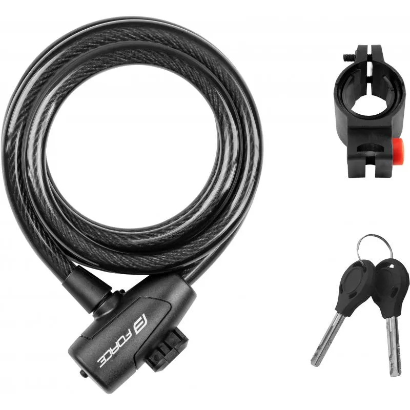 Zámek Force Strong 1800/12 mm - lankový, na klíč, černá