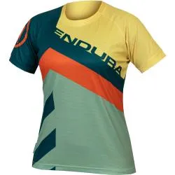 Dres Endura SingleTrack Print Tee LTD E6220 - dámské, krátký, tmavě šedozelená