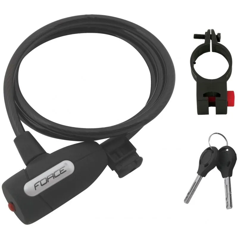 Zámek Force lankový spirála 120cm/8mm, s držákem