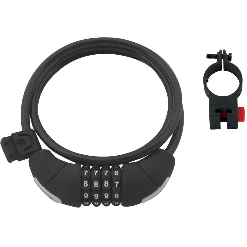 Zámek Force spirála na kód s držákem 120cm/8mm - černý 49115