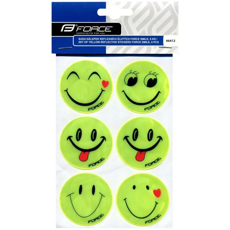 Sada nálepek Force SMILE reflexních žlutých , 6 ks 46412