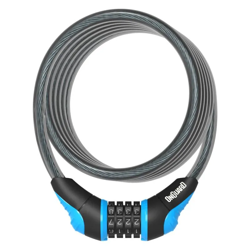 Zámek Onguard spirála 1800x10mm modrý, stavitelný kód, držák