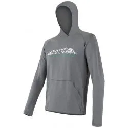 Mikina Sensor Merino Upper Mountains - pánské, klokanka, s kapucí, šedá
