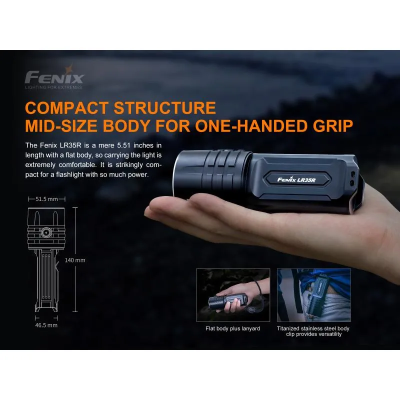 Svítilna Fenix LR35R LED - 10000 lm, součástí 2 akumulátory ARB-L21-4000P USB 4000 mAh (Li-ion) - 8