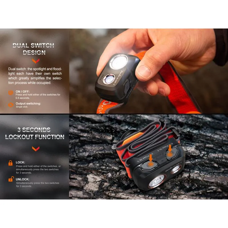 Čelovka Fenix HL32R-T - 800 lm, součástí akumulátor 1900 mAh, červená - 9