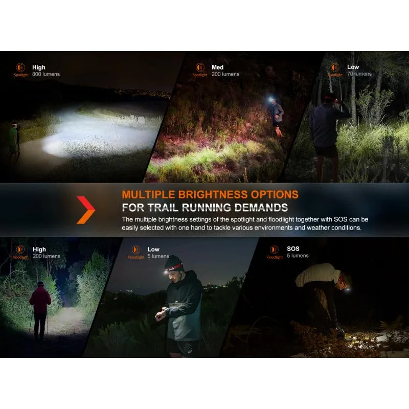 Čelovka Fenix HL32R-T - 800 lm, součástí akumulátor 1900 mAh, červená - 15