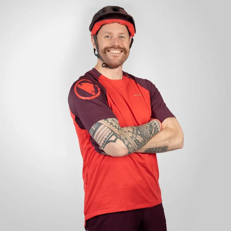 Dres Endura SingleTrack S/S E3204 - pánské, krátký, granátové jablko - 8