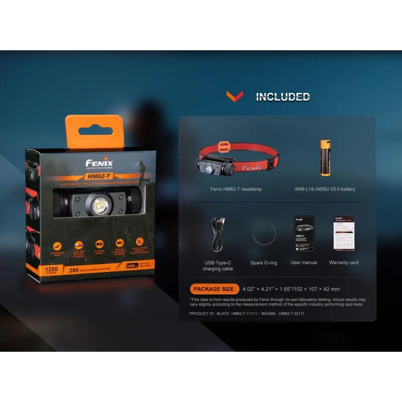 Čelovka Fenix HM62-T - 1200 lm, součástí Li-ion akumulátor 18650 18650 mAh, magma - 5