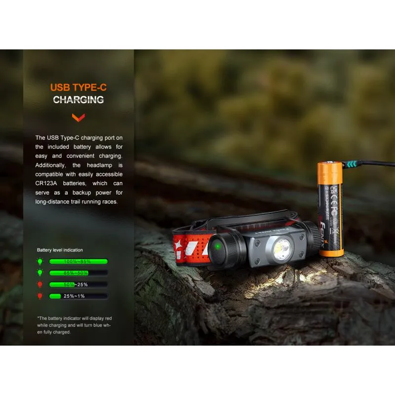 Čelovka Fenix HM62-T - 1200 lm, součástí Li-ion akumulátor 18650 18650 mAh, magma - 13