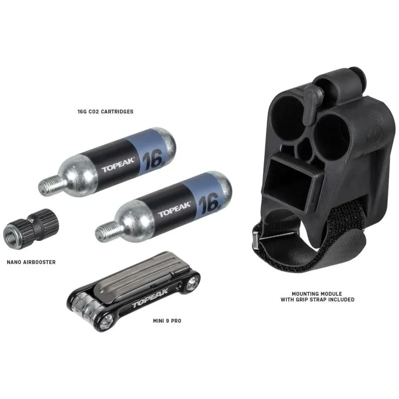 Topeak NanoMaster RXT 2x16g - sada bombiček, CO2 inflátor, multiklíč Mini 9 Pro, černá - 6