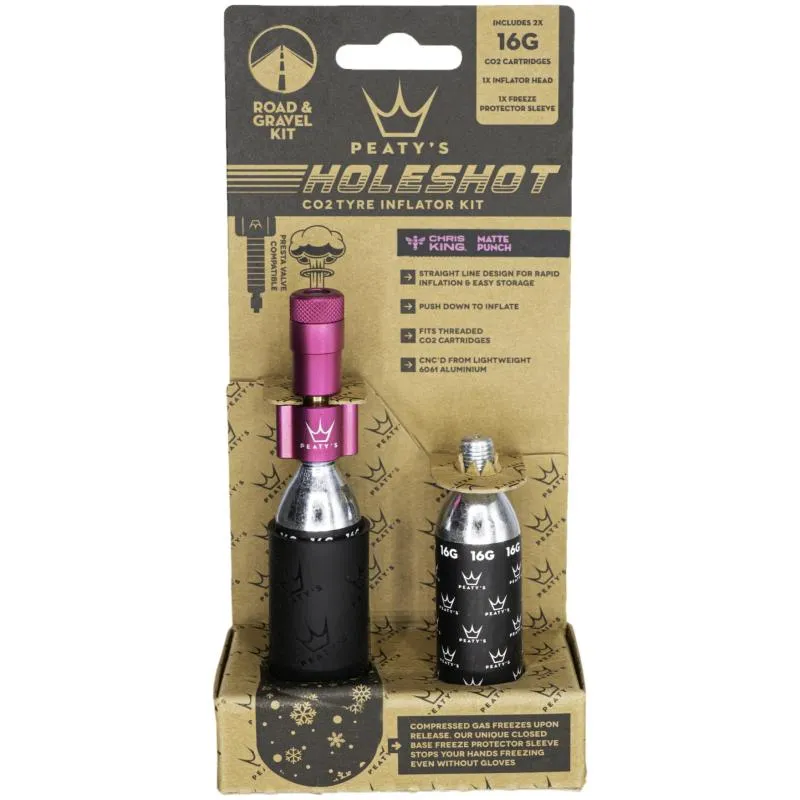 CO2 inflátor Peatys HoleShot CO2 KIT Road & Gravel - včetně 2 bombiček 16 g, punch - 2
