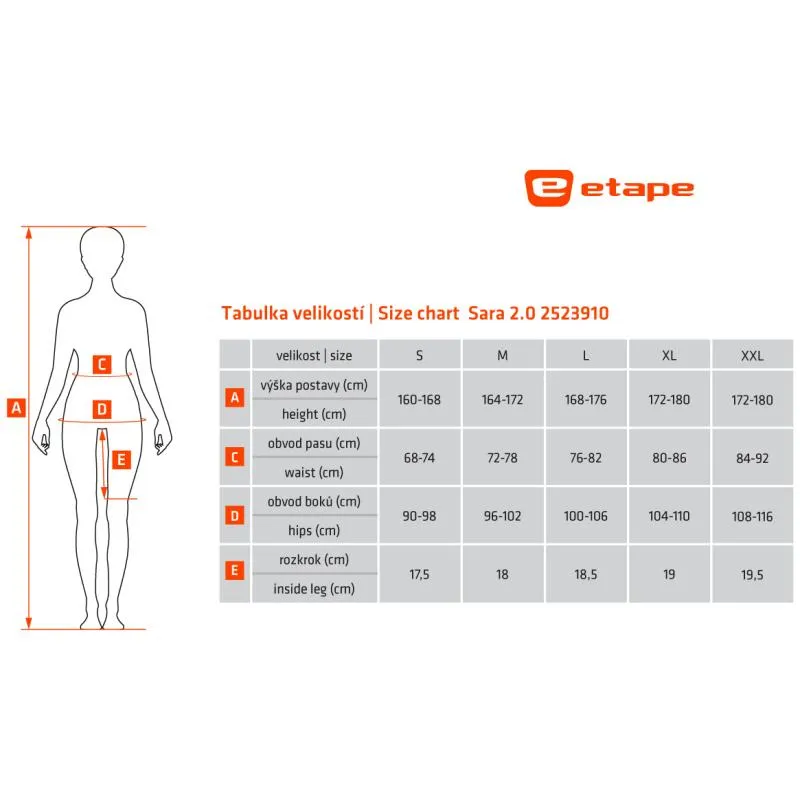 Kraťasy Etape Sara 2.0 - dámské, elastické, pas, s vložkou, černá - 8